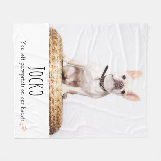 犬のメモリアルペットロス記念の写真パーソナライズされた フリースブランケット (正面(横))