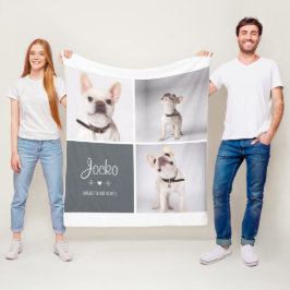 犬のメモリアルペットロス記念フォトコラージュ フリースブランケット