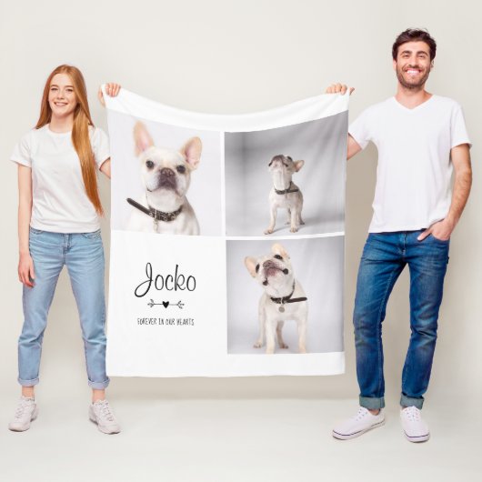 犬のメモリアルペットロス記念フォトコラージュ フリースブランケット (インサイチュ)