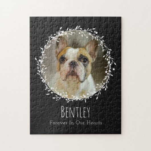 犬のメモリアルペットロス記念Keepsake 2枚の写真リース ジグソーパズル (縦)
