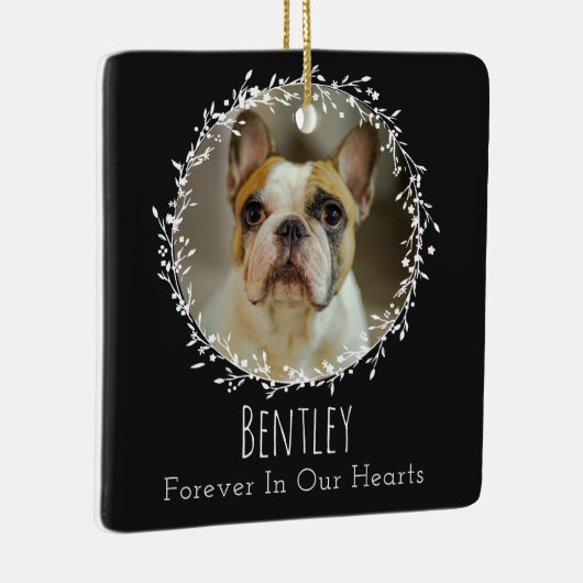 犬のメモリアルペットロス記念Keepsake 2枚の写真リース セラミックオーナメント (右)