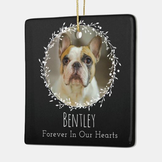 犬のメモリアルペットロス記念Keepsake 2枚の写真リース セラミックオーナメント (左)