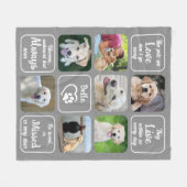 犬のメモリアルペットロス7写真引用文あなたの色 フリースブランケット (正面(横))