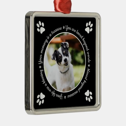 犬のメモリアルポープリントフォトメタルオーナメント メタルオーナメント (右)