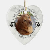 犬のメモリアル写真永遠のハートポープリントマーブル セラミックオーナメント (右)