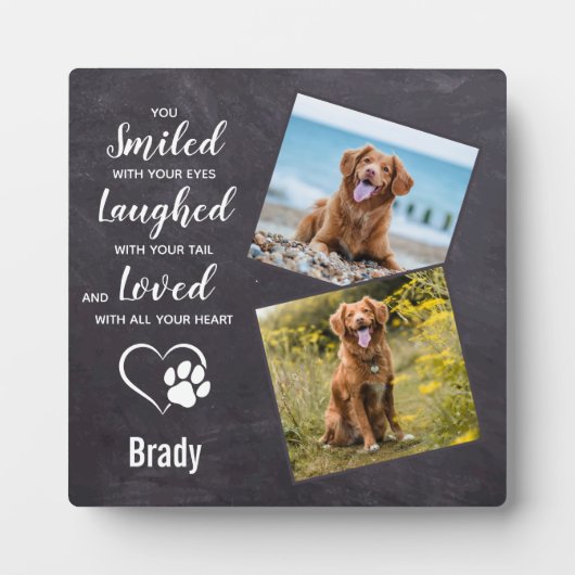 犬のメモリアル贈り物 – 悔やみや弔慰犬ペットロス記念 フォトプラーク (正面)