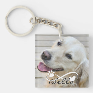犬のメモリアル2写真Pawprintハートインフィニティ キーホルダー