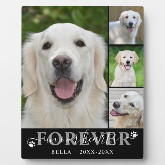 犬のメモリアル4写真の永遠の私たちのハート フォトプラーク (正面)