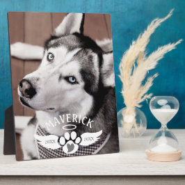 犬のメモリアル・パウプリント・ハート・エンジェルの翼 フォト フォトプラーク