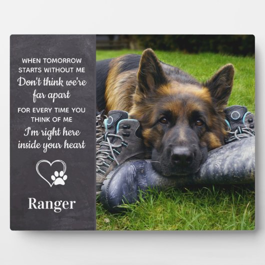 犬のメモリアル – ペットの損失記念 – 犬の思い出 フォトプラーク (正面)