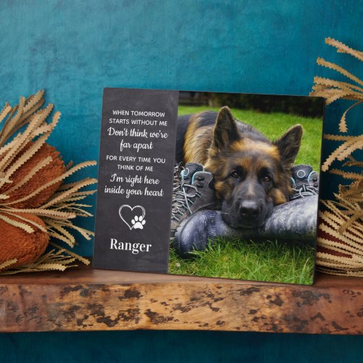 犬のメモリアル – ペットの損失記念 – 犬の思い出 フォトプラーク (側面)