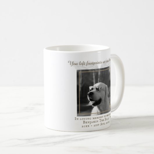 犬のメモリアルPHOTO記念ギフト – 追加文字 コーヒーマグカップ (正面右)