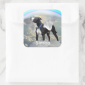 犬のメモリカスタムーの角型ステッカー、光沢 スクエアシール (バッグ)