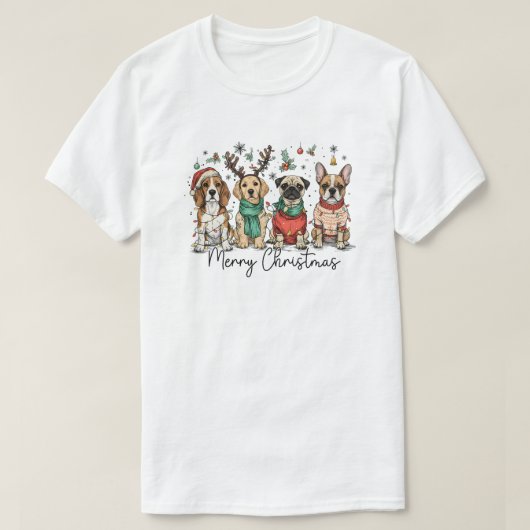 犬のメリークリスマス Tシャツ (デザイン正面)