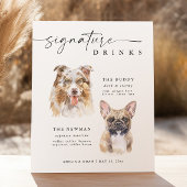 犬のモダンシグネチャー飲み結婚物のペットのバー標識 ポスター