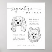 犬のモダンシグネチャー飲み結婚物のペットのバー標識 ポスター (正面)