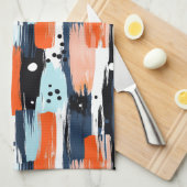 犬のモダン抽象芸術パターン キッチンタオル (四つ折り)