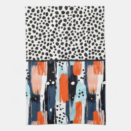 犬のモダン抽象芸術パターン キッチンタオル