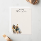 犬のモダン水彩動物ドイツの羊飼い ノートカード (正面/裏面インサイチュ)