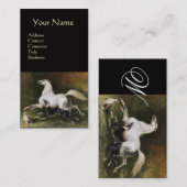 犬のモノグラムでギャロピングする灰色のアラブのタリオン 名刺 (正面/裏面)