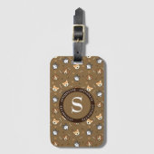 犬のモノグラムのパターン ラゲッジタグ (正面縦)