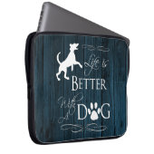 犬のラップトップスリーブ – 青 ラップトップスリーブ (正面右)