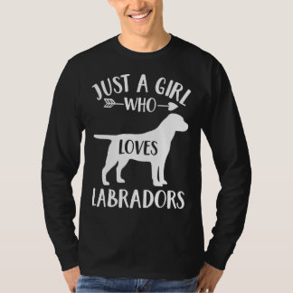 犬のラブラドールでラブラドールを愛する少女 Tシャツ