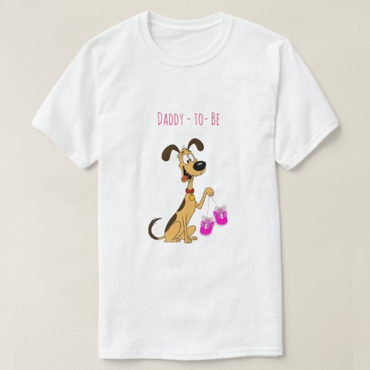犬のリコ 赤ちゃん 男の子 シャワー パパになる人 Tシャツ (デザイン正面)