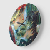 犬のルノアールの彼女のファインアートを用いる女性 ラージ壁時計 (傾斜)