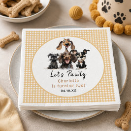 犬のレッツパーティー 誕生日 スタンダードカクテルナプキン