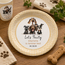 犬のレッツ・パーティー 誕生日 ペーパープレート