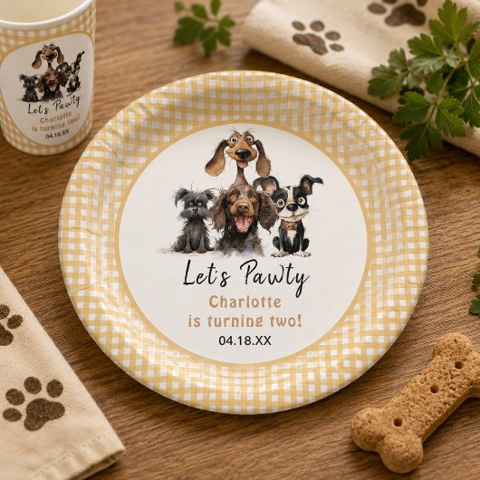 犬のレッツ・パーティー 誕生日 ペーパープレート