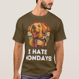 犬のレトロコーヒーワーク月曜日スローガンカレッジおもしろい Tシャツ