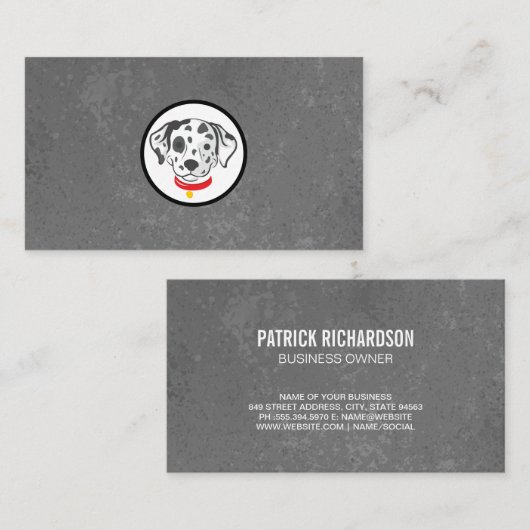 犬のロゴ |かわいい斑点のダルマチア犬 名刺 (正面/裏面)