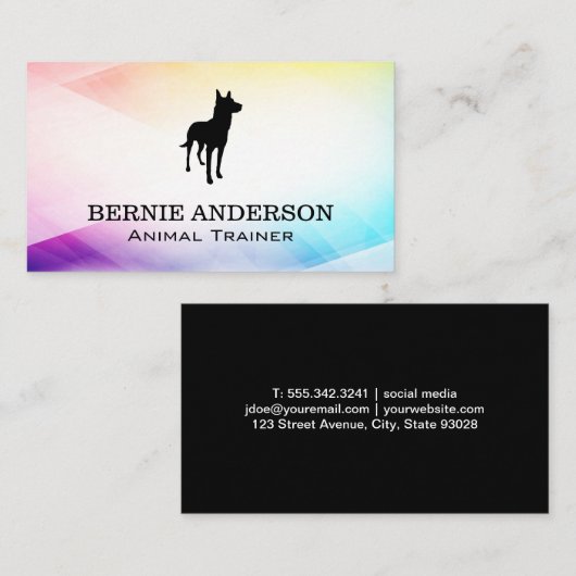 犬のロゴ | カラフル抽象芸術の背景 名刺 (正面/裏面)