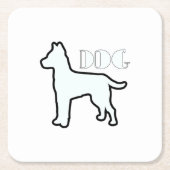 犬のロゴ 白 スクエアペーパーコースター (正面)