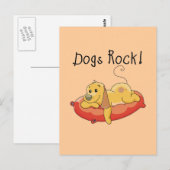 犬のロックTシャツとギフト ポストカード (正面/裏面)