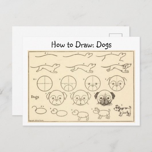犬のヴィンテージはがきを描く ポストカード (正面/裏面)
