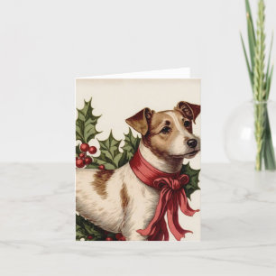 犬のヴィンテージイラストレーションクリスマスカード シーズンカード