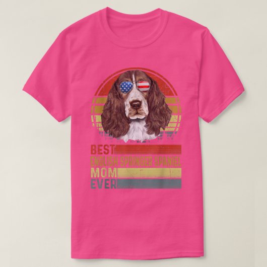 犬のヴィンテージ最高のイングリッシュスリンガースパニエル犬ママ Tシャツ (デザイン正面)