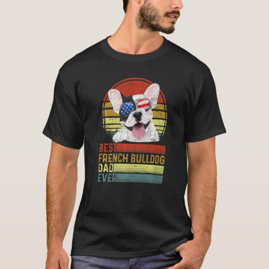 犬のヴィンテージ最高のフランスのブルドッグパパエバーファーザーダ Tシャツ (正面)