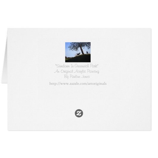 犬の丘の中腹の青い空のオリジナルランドスケープアート (裏面横)