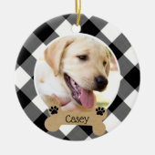 犬の両面2フォトバッファローチェック セラミックオーナメント (正面)