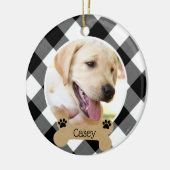 犬の両面2フォトバッファローチェック セラミックオーナメント (左)