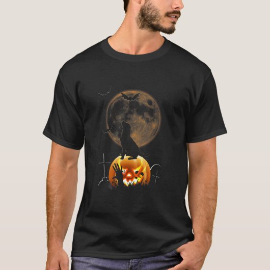 犬の中国の紋付き月かぼちゃのハロウィーンの衣装 Tシャツ (正面)