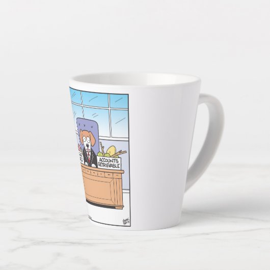 犬の会計士の入出箱 カフェラテマグ (右アングル)