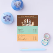 犬の価格リストグルーミング茶色の緑の黄色 チラシ (シングル)