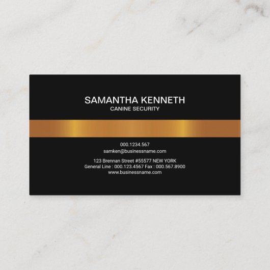 犬の保証フェイクな金ゴールドのロゴの保安システムのコンサルタント 名刺 (裏面)