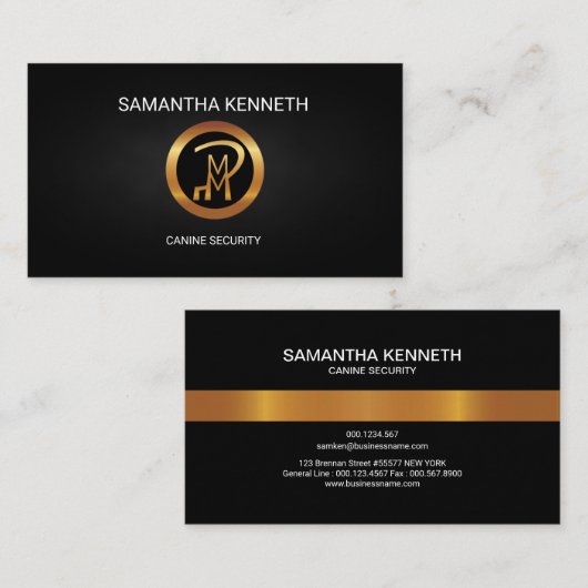 犬の保証フェイクな金ゴールドのロゴの保安システムのコンサルタント 名刺 (正面/裏面)