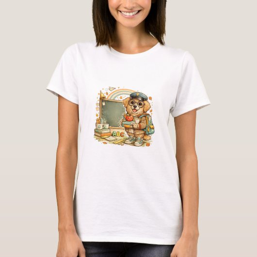 犬の先生Tシャツ | 学校へ行こう Tシャツ (正面)